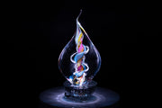 cremation glass flame with ash Illuminated multi-color